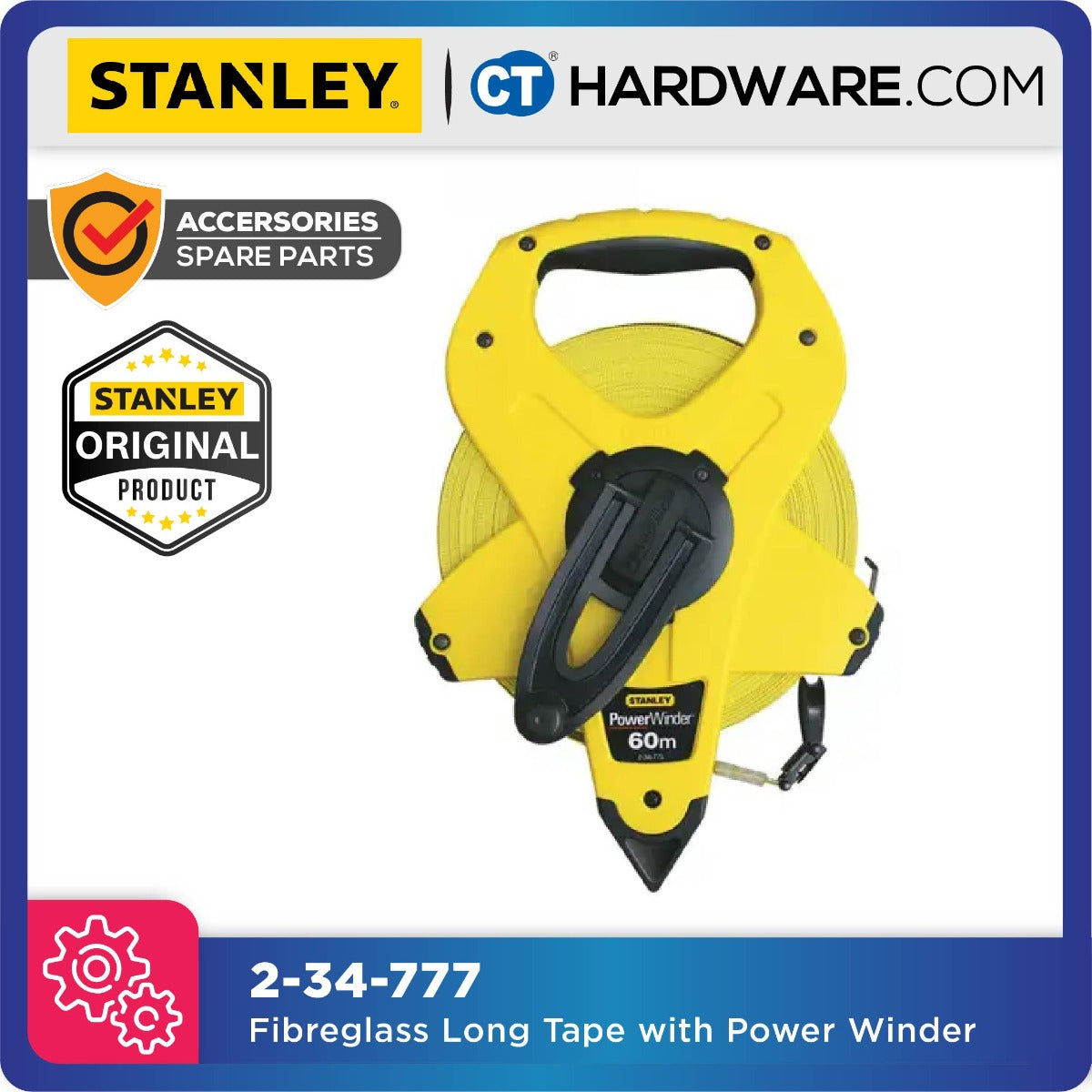 STANLEY 2-34-777 FIBREGLASS LONG TAPE 100M POWER WINDER (34777)