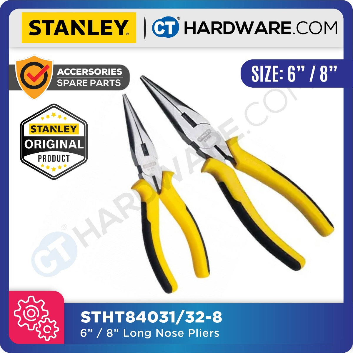STANLEY LONG NOSE PLIERS SIZE: 6" / 8" STHT84031 / STHT84032-8