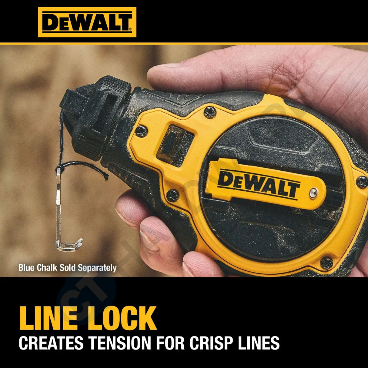 DEWALT DWHT48333BC Bi-Material Chalk Reel Kit with Blue Chalk | 4:1 Fast Rewind Chalk Line Reel