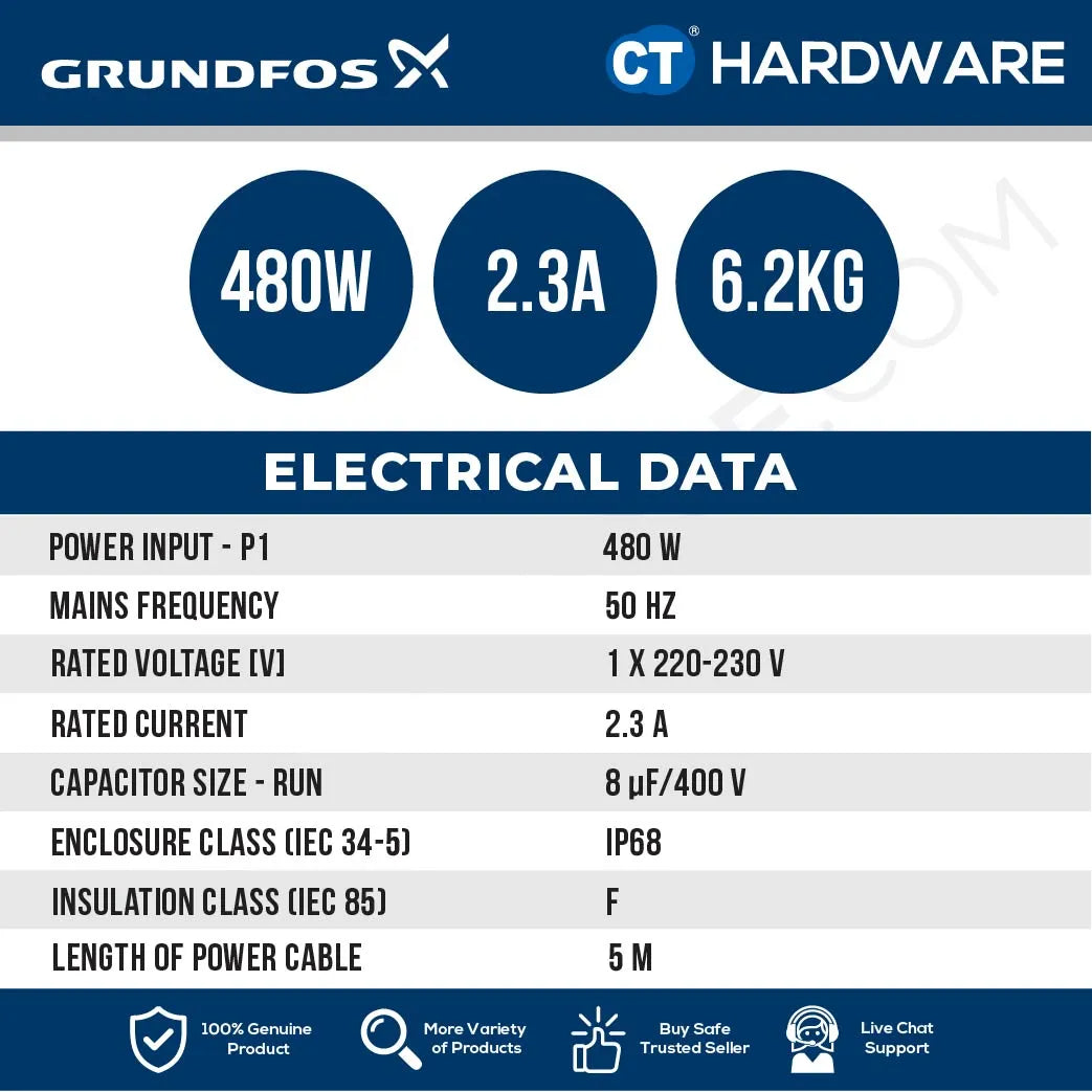 Grundfos UNILIFT KP.250 Stainless Steel Submersible Drainage Pump 0.25kW