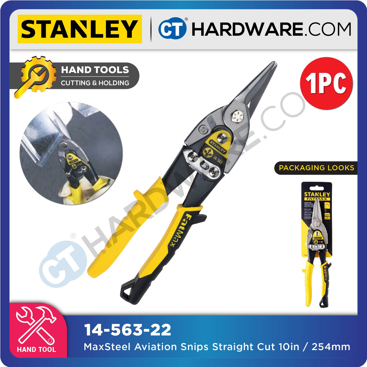 Stanley MaxSteel Aviation Snips 10" 250mm Straight / Left / Right Cut
