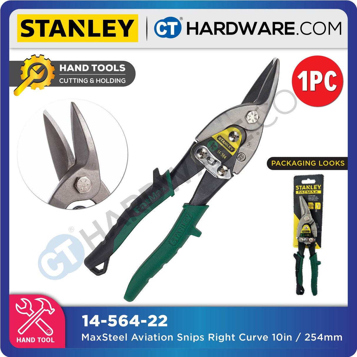 Stanley MaxSteel Aviation Snips 10" 250mm Straight / Left / Right Cut