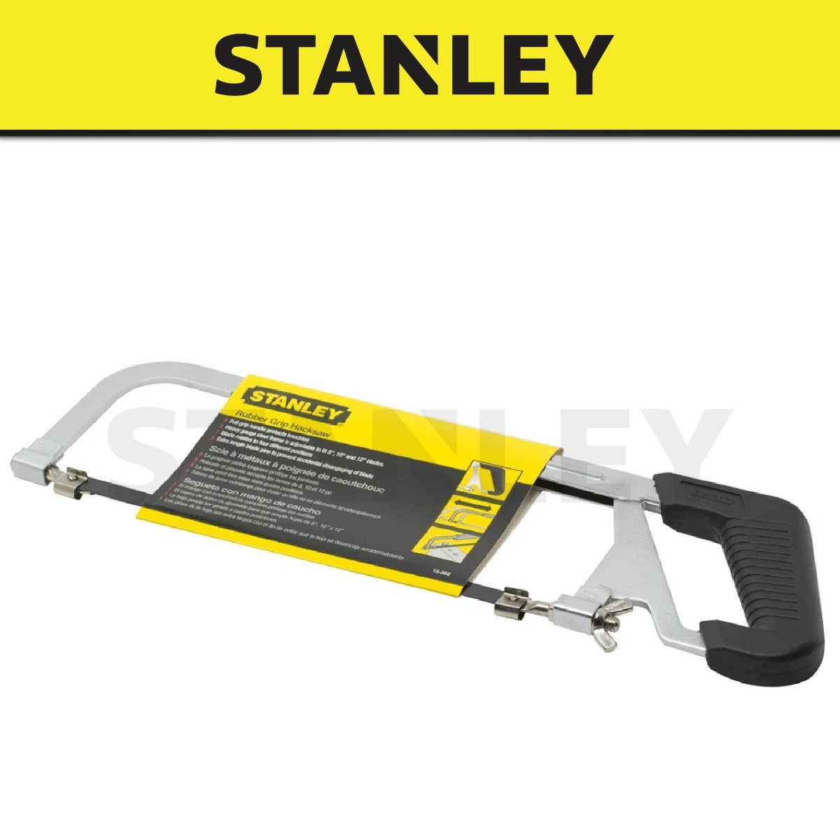Stanley 15-265-S Rubber Grip Hacksaw 10" & 12" (Adjustable Blade)