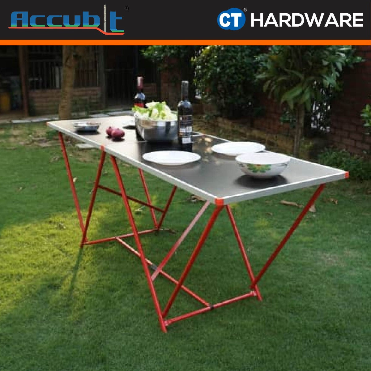 ACCUBIT 181012A ALLUMINIUM FOLDING TABLE 300 X 60 X 80 CM
