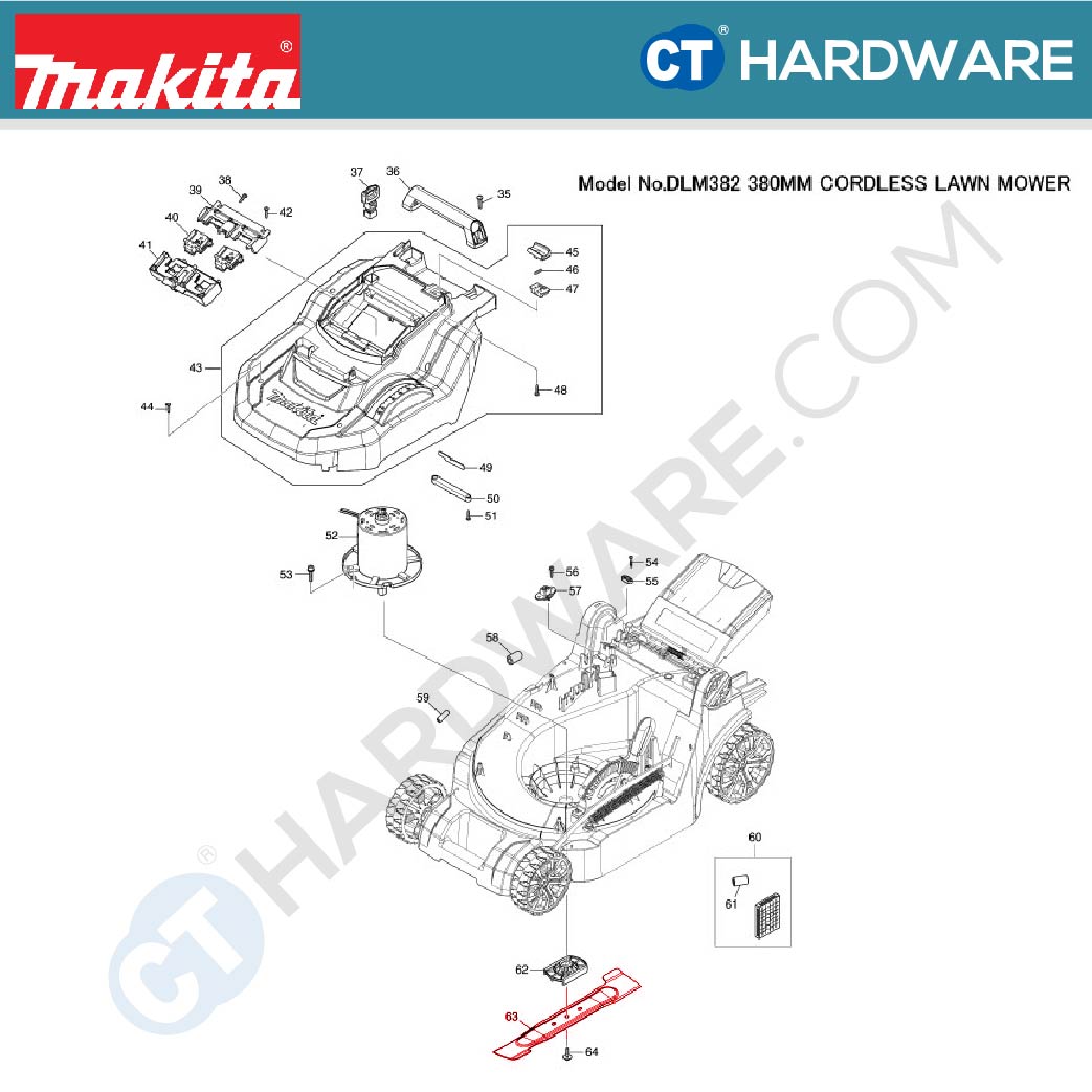 Makita 191D41-2 Replacement Blade 380mm For DLM380 / DLM382 Lawn Mower