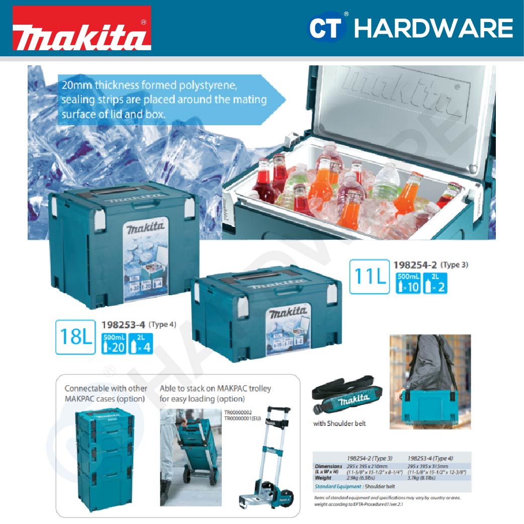 Makita 198254-2 Makpac Connector Cool Box Case Type 3 | 11L For MAKP4