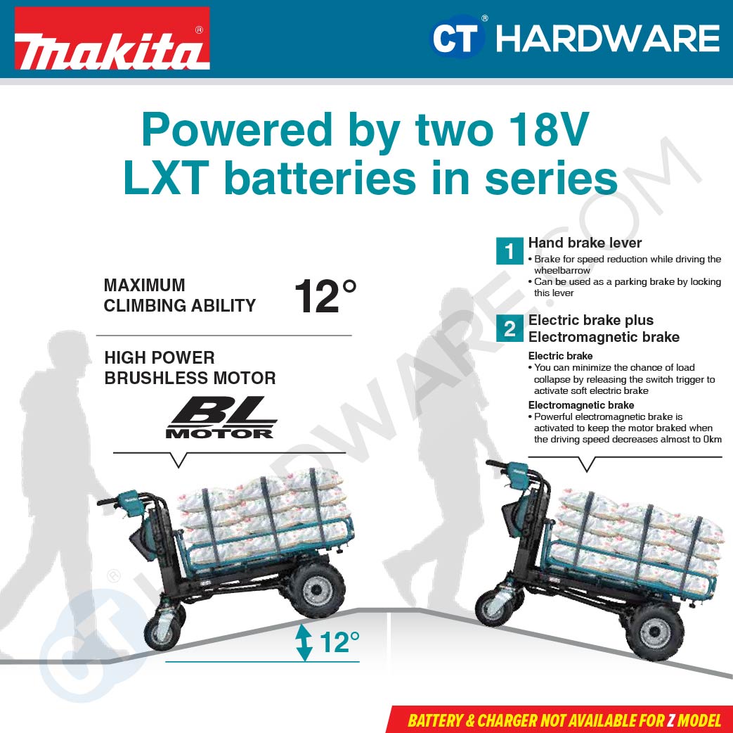 Makita DCU604Z LXT 18Vx2 Cordless Wheelbarrow 300kg (Body Only)