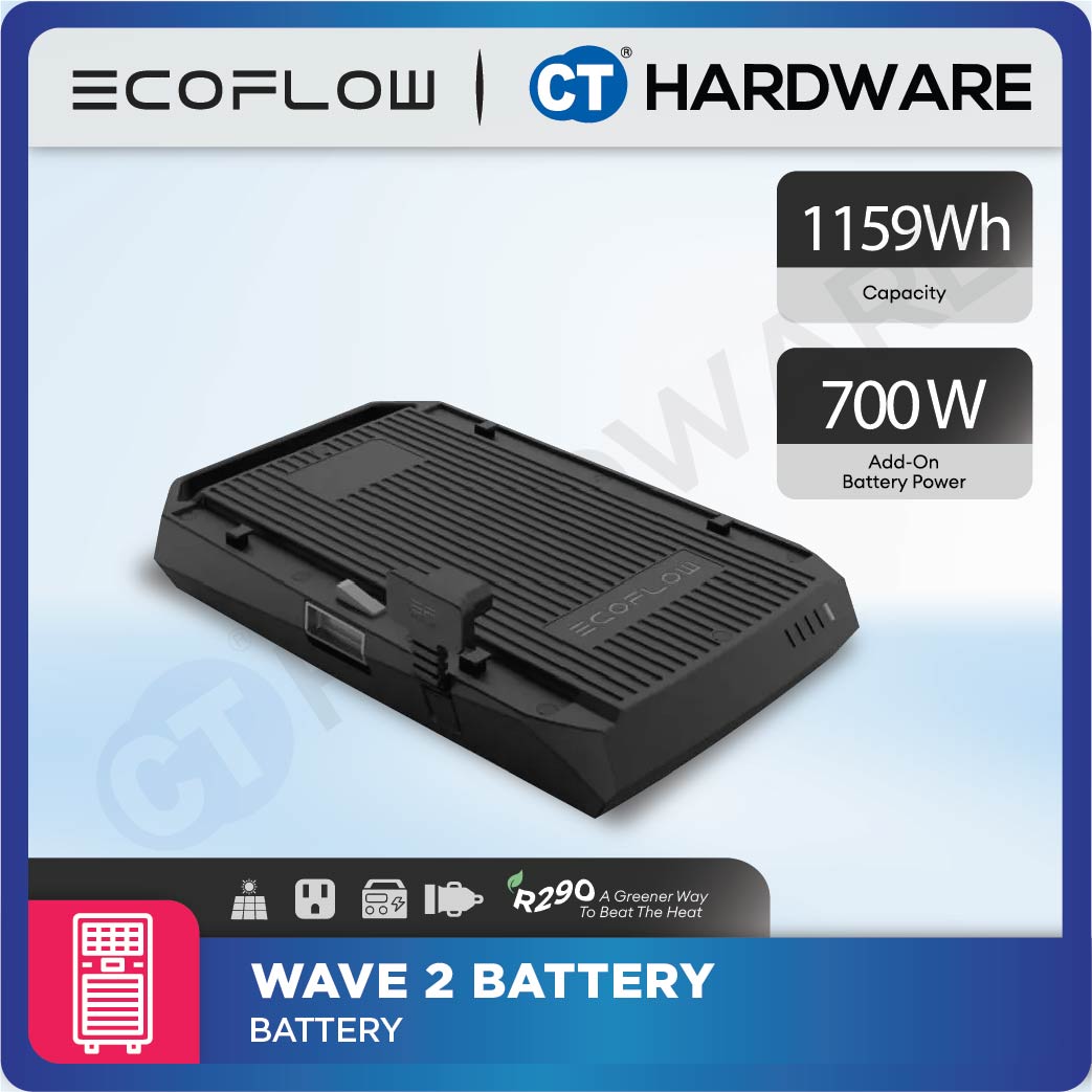 ECOFLOW WAVE2 PORTABLE AIRCOND AC INPUT 100W INPUT MAX 820W CAR INPUT 96W/192W 44-56dB 14.5KG