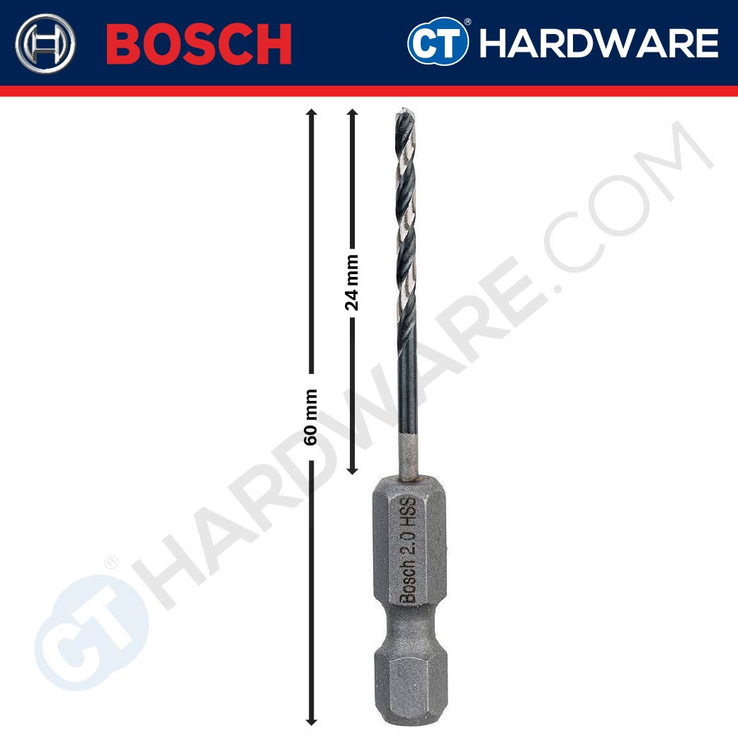 Bosch Impact Control Hex Shank HSS-G Metal Drill Bit 1/4" 2mm - 8mm