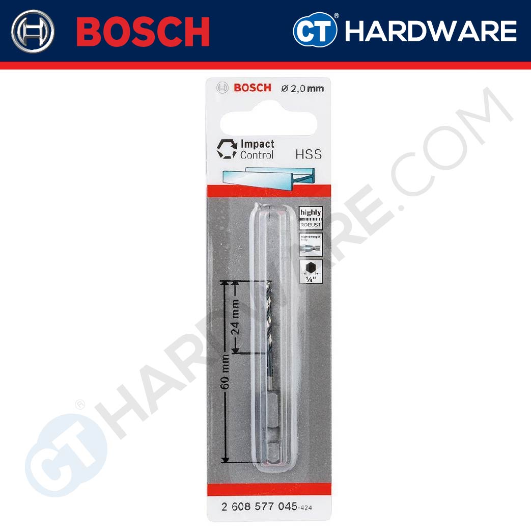 Bosch Impact Control Hex Shank HSS-G Metal Drill Bit 1/4" 2mm - 8mm