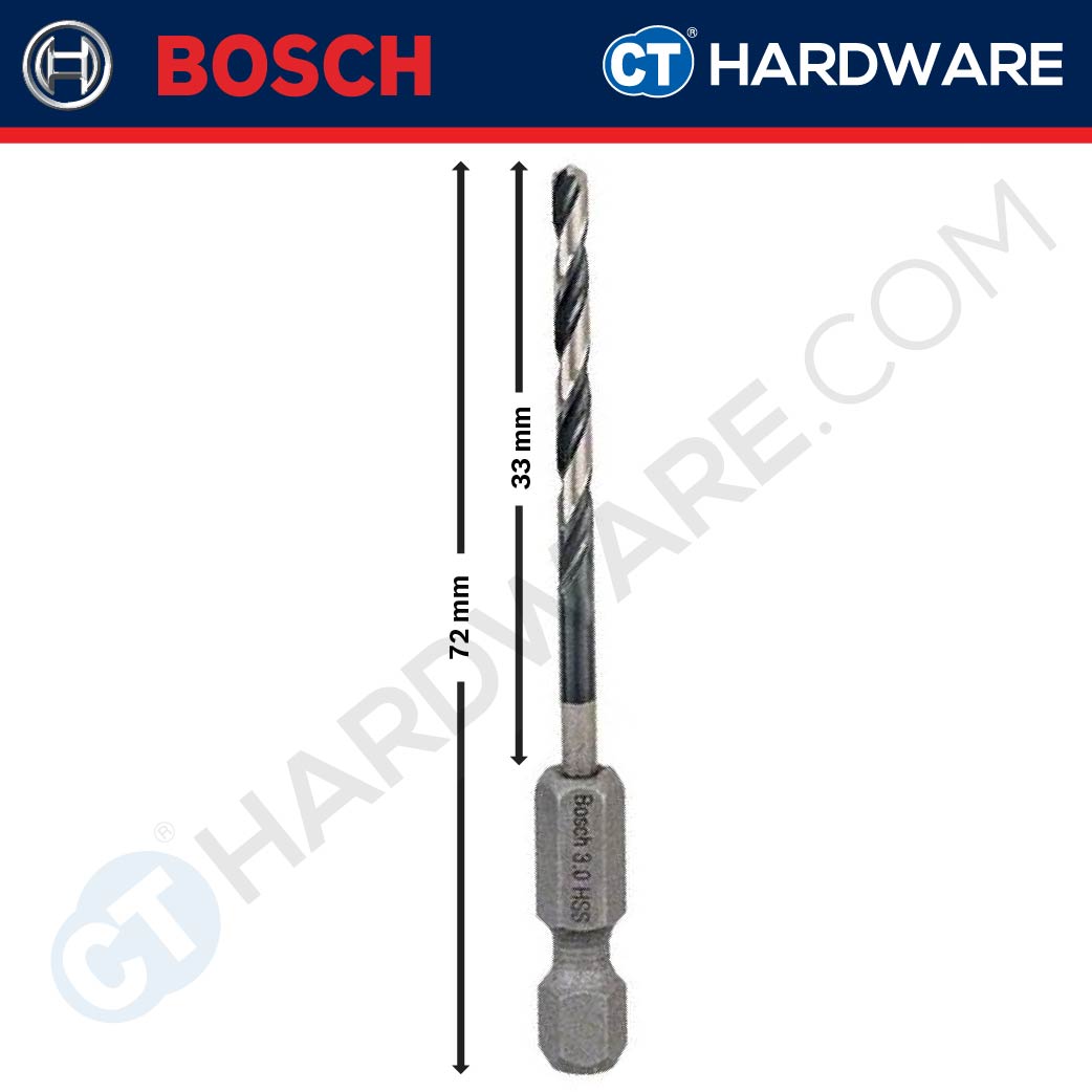Bosch Impact Control Hex Shank HSS-G Metal Drill Bit 1/4" 2mm - 8mm