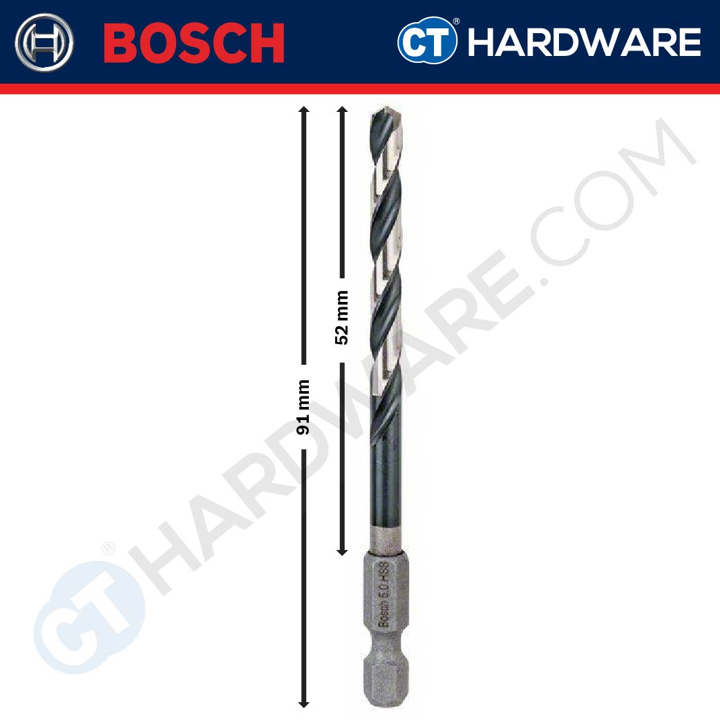 Bosch Impact Control Hex Shank HSS-G Metal Drill Bit 1/4" 2mm - 8mm