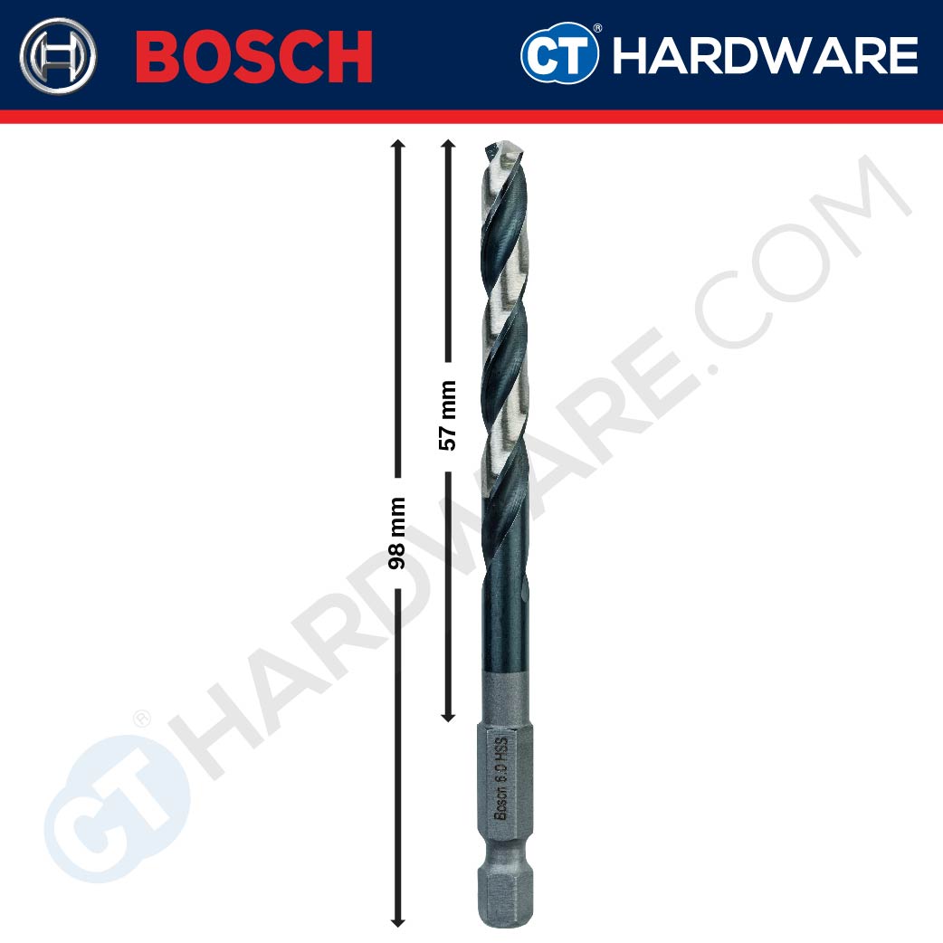 Bosch Impact Control Hex Shank HSS-G Metal Drill Bit 1/4" 2mm - 8mm