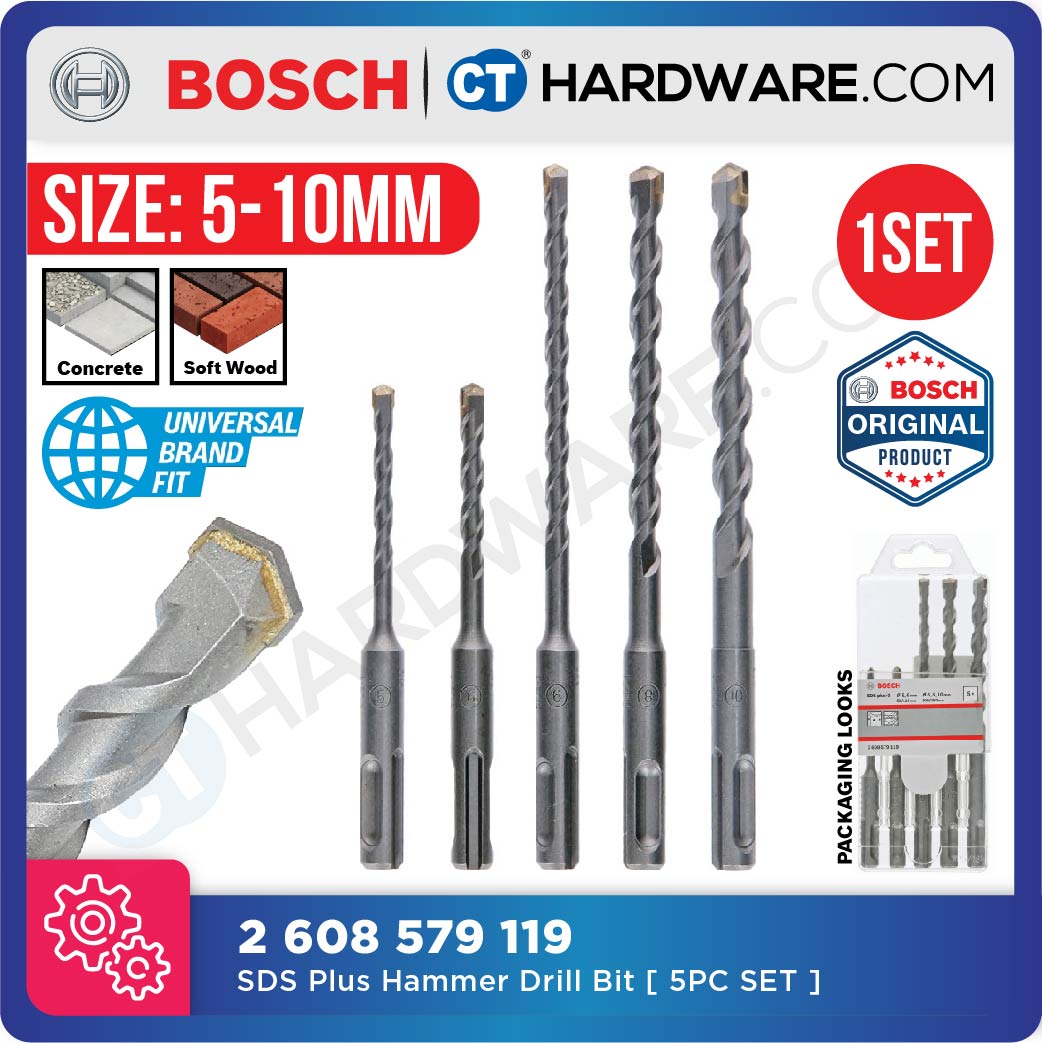 Bosch 2608579119 SDS Plus-1 Hammer Drill Bit Set (5 pcs Pack)