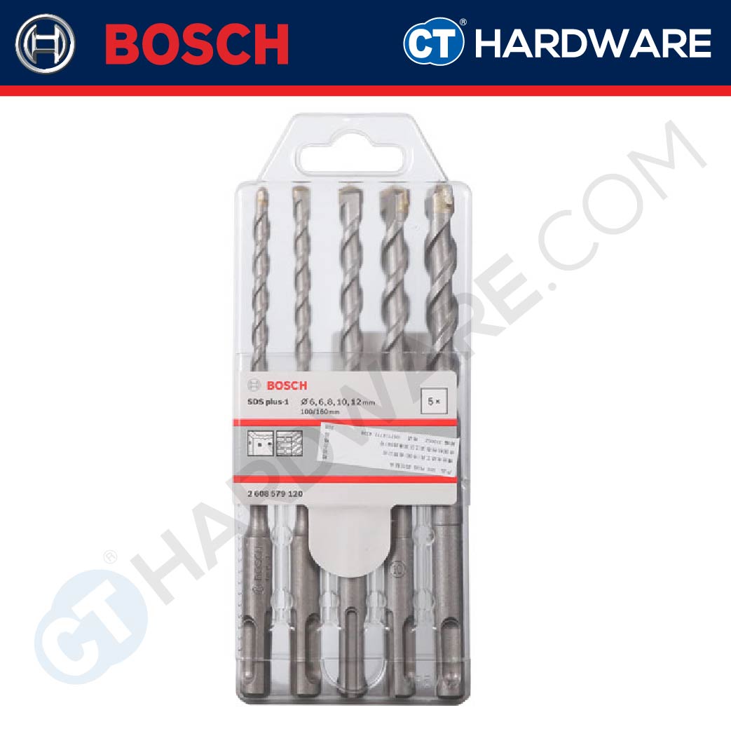 Bosch 2608579120 SDS plus-1 Hammer Drill Bit Set 6mm x2, 8mm, 10mm, 12mm (5pcs)