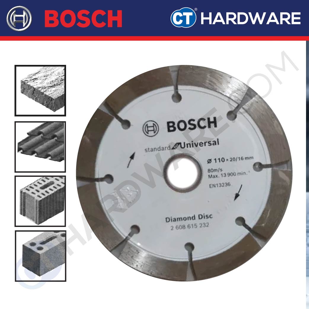 Bosch 2608615232 Multi Material Diamond Cutting Disc 110mm 16/20mm Bore (1pc)