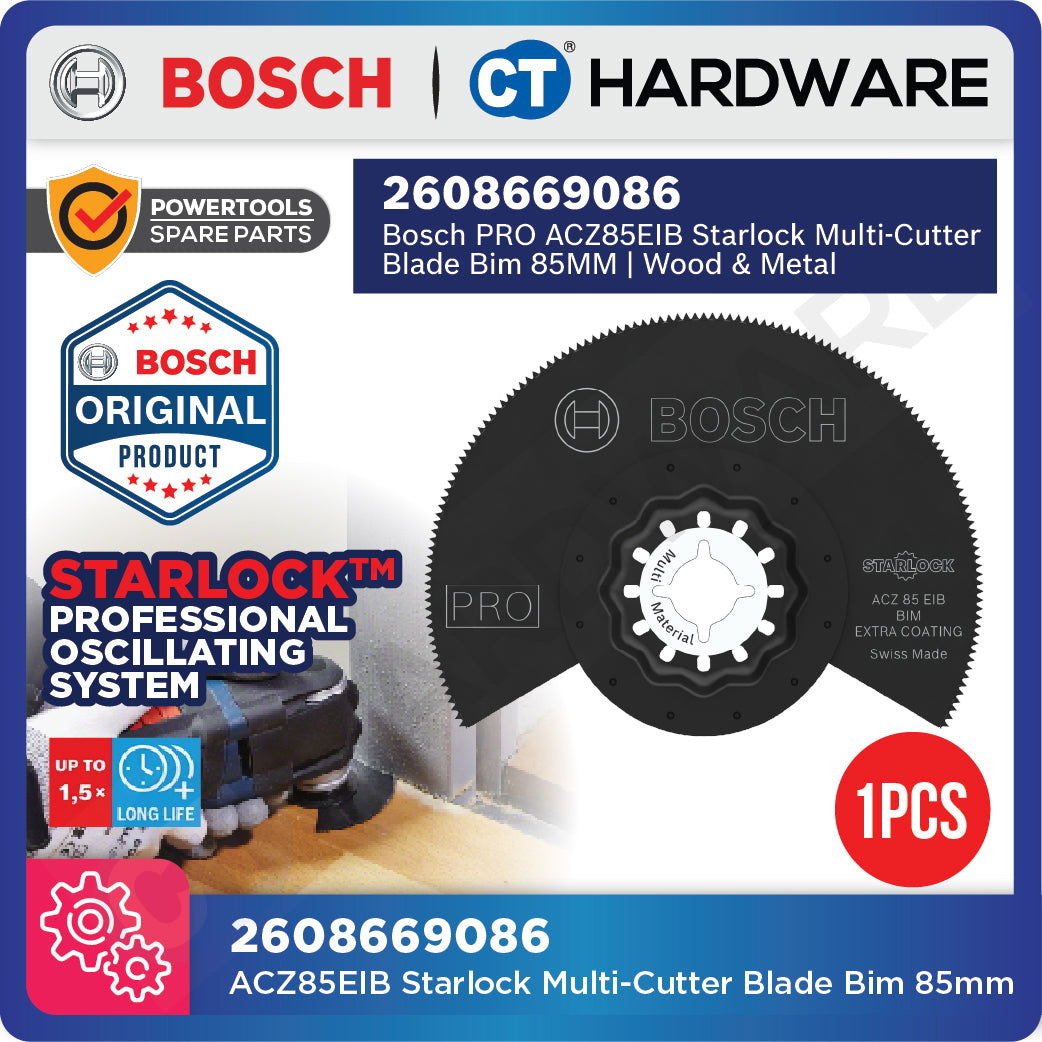 Bosch 2608669086 PRO ACZ85EIB Starlock Multi-Cutter Blade Bim 85MM, Wood, Metal, Plastic, Vinyl, PVC, Coated Boards