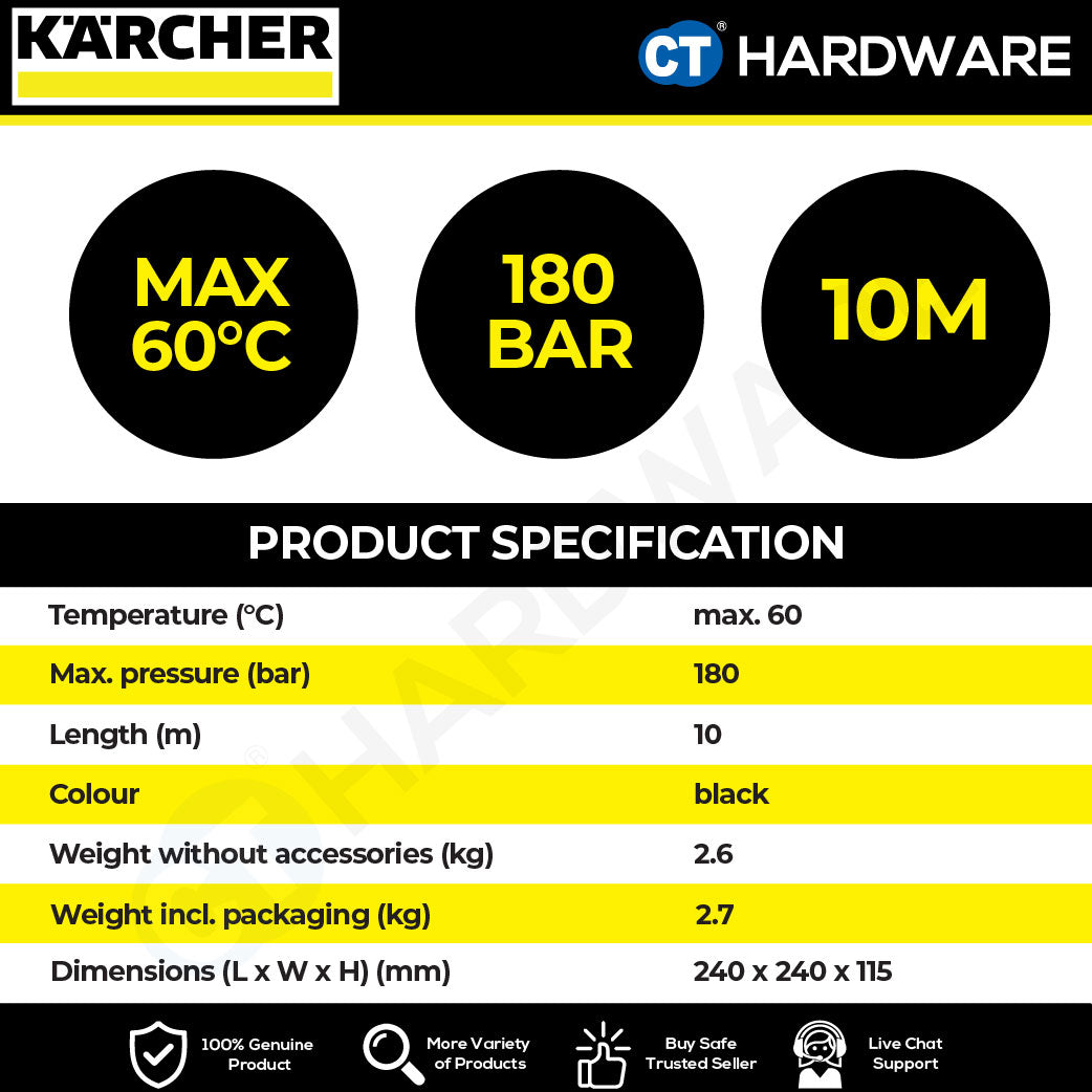 Karcher 26417080 XH 10 QR extension hose Quick Connect rubber