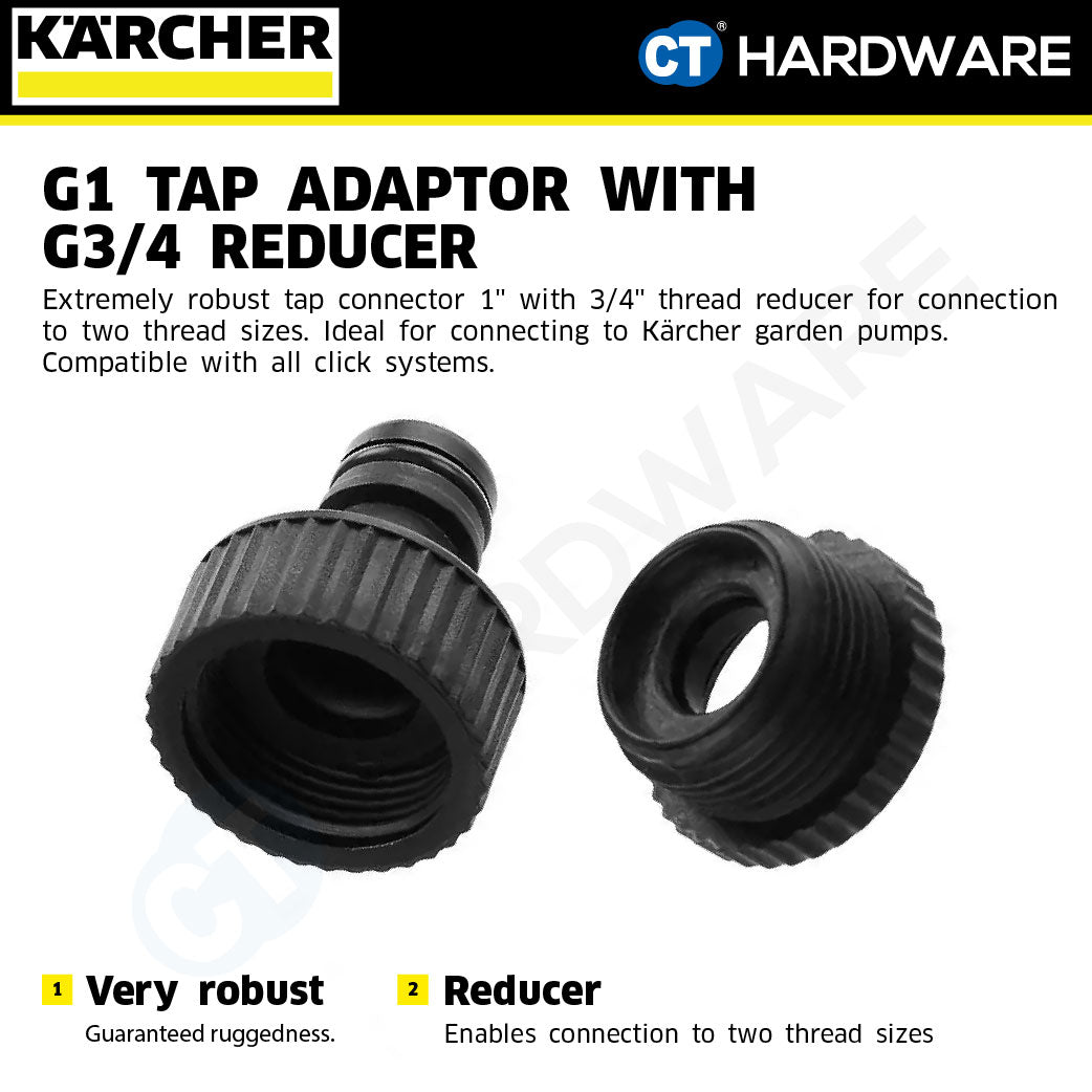 Karcher 26450070 G1 tap adaptor with G3/4 reducer
