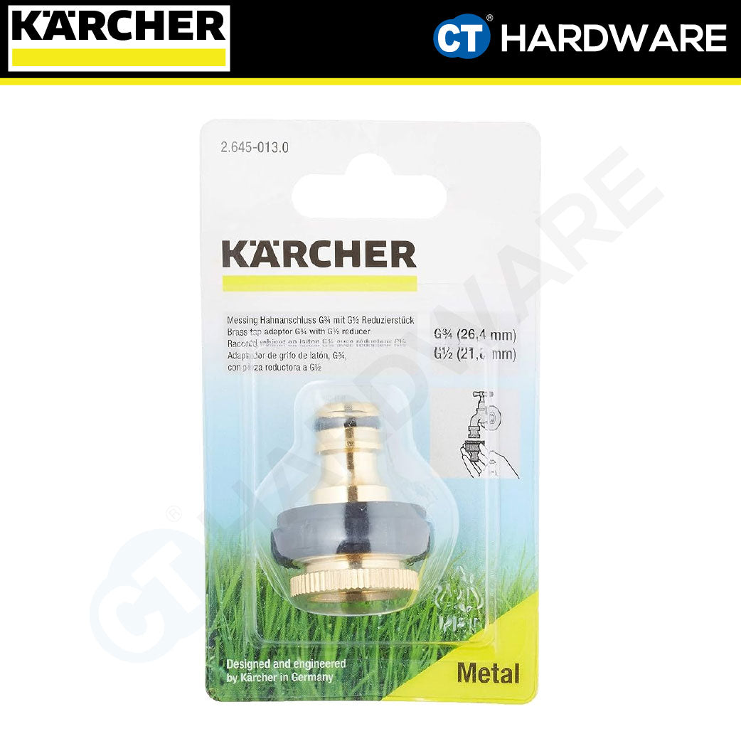 Karcher 26450130 Brass tap connector 3/4" thread with 1/2" thread reducer
