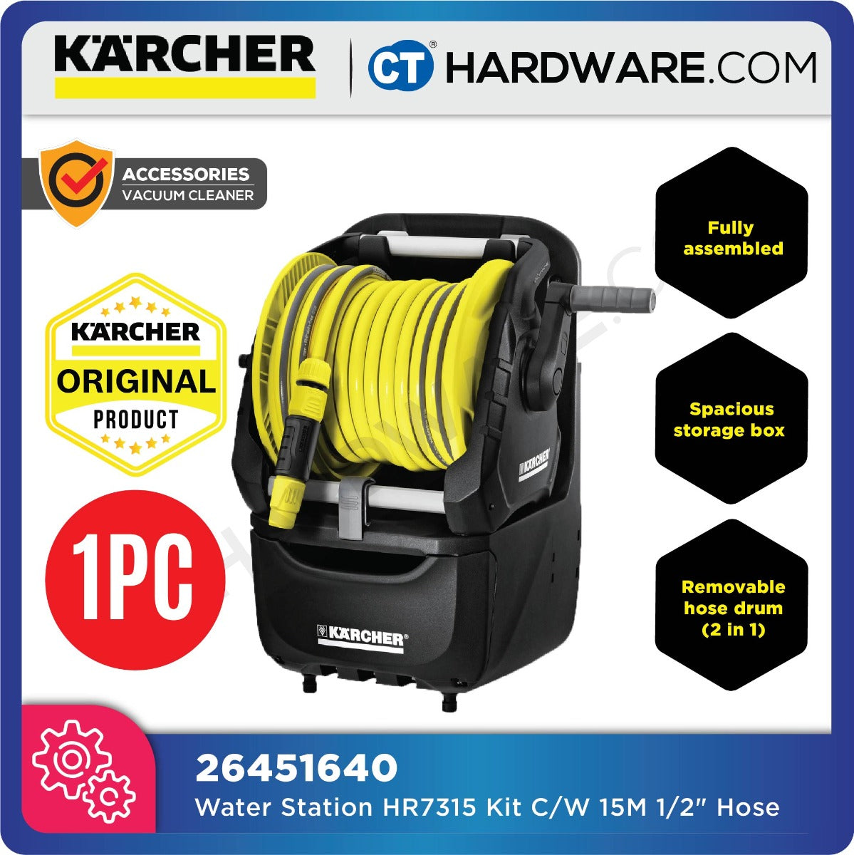 Karcher 26451640 Premium Hose Reel HR 7.315 Kit 1/2 15M