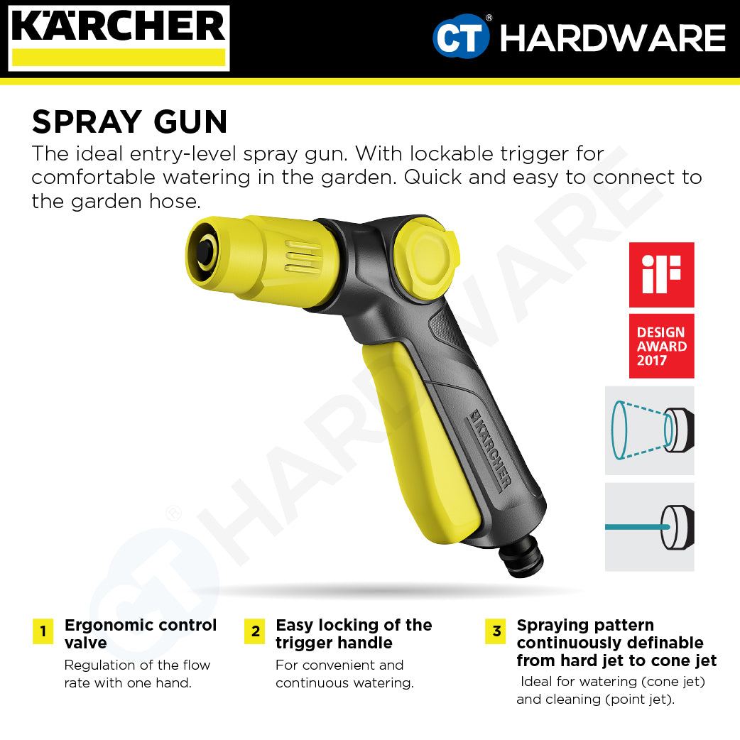 Karcher 26452650 Spray Gun, Spray Pattern Adjustable, Trigger Lock, Water Regulation