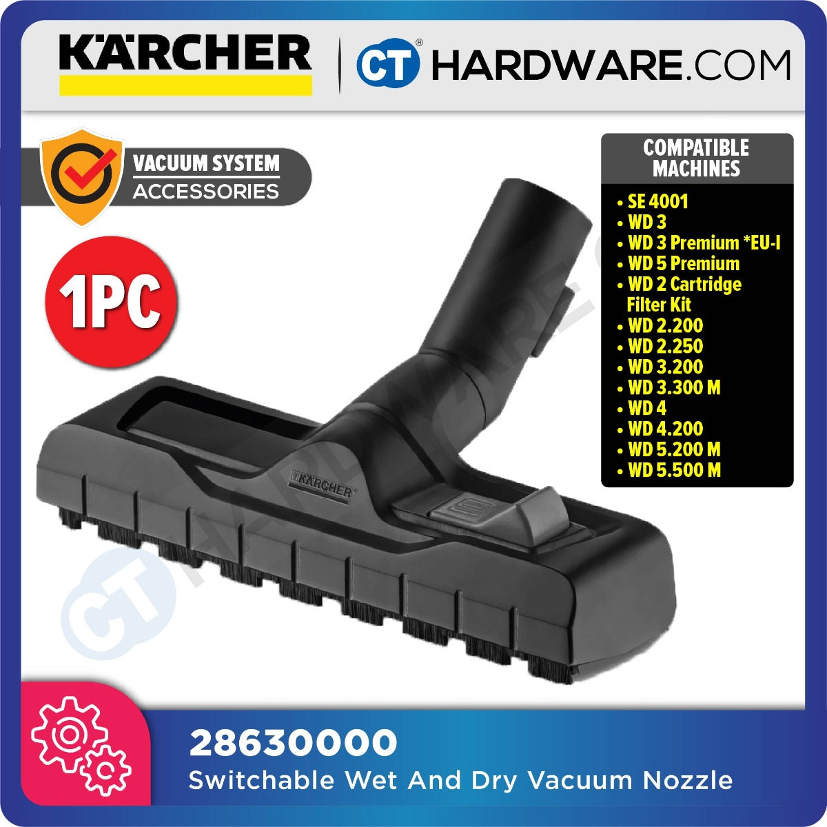Karcher 28630000 Switchable Wet And Dry Vacuum Nozzle With Intergrated Parking Nib