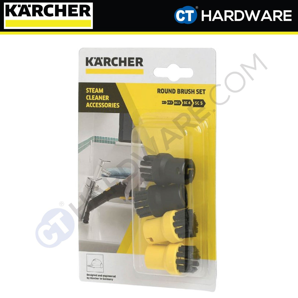 KARCHER 28632640 ROUND BRUSH SET WITH TWO BLACK & TWO YELLOW BRUSH FOR STEAM CLEANERS