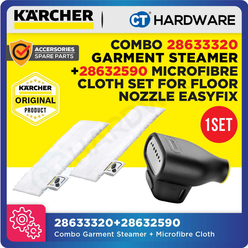 Karcher Microfibre Cloth Set with Garment Steamer for SC Series Steam Cleaner | 28632590 + 28633320 | Offer Set