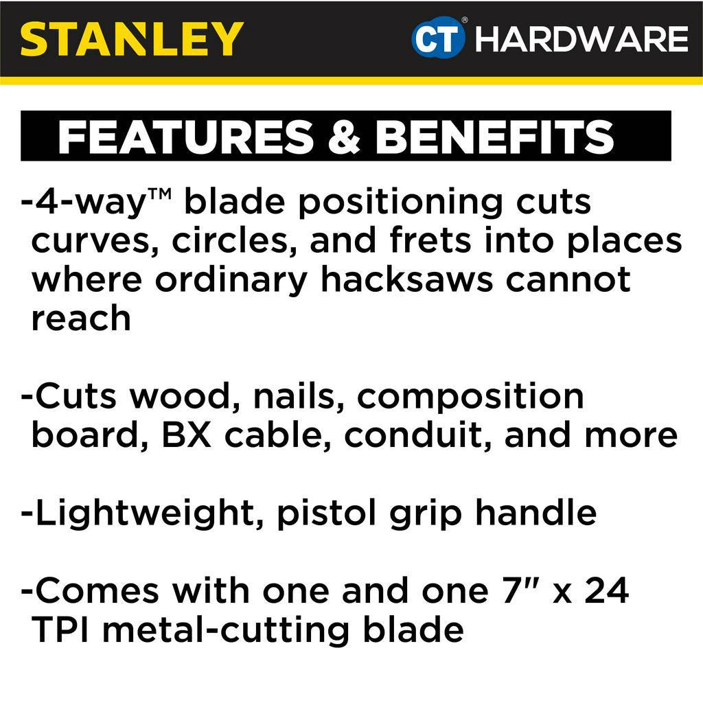 STANLEY 15-275 4-WAY KEYHOLE SAW COME WITH 2 BLADE ( WOOD & METAL ) 15275