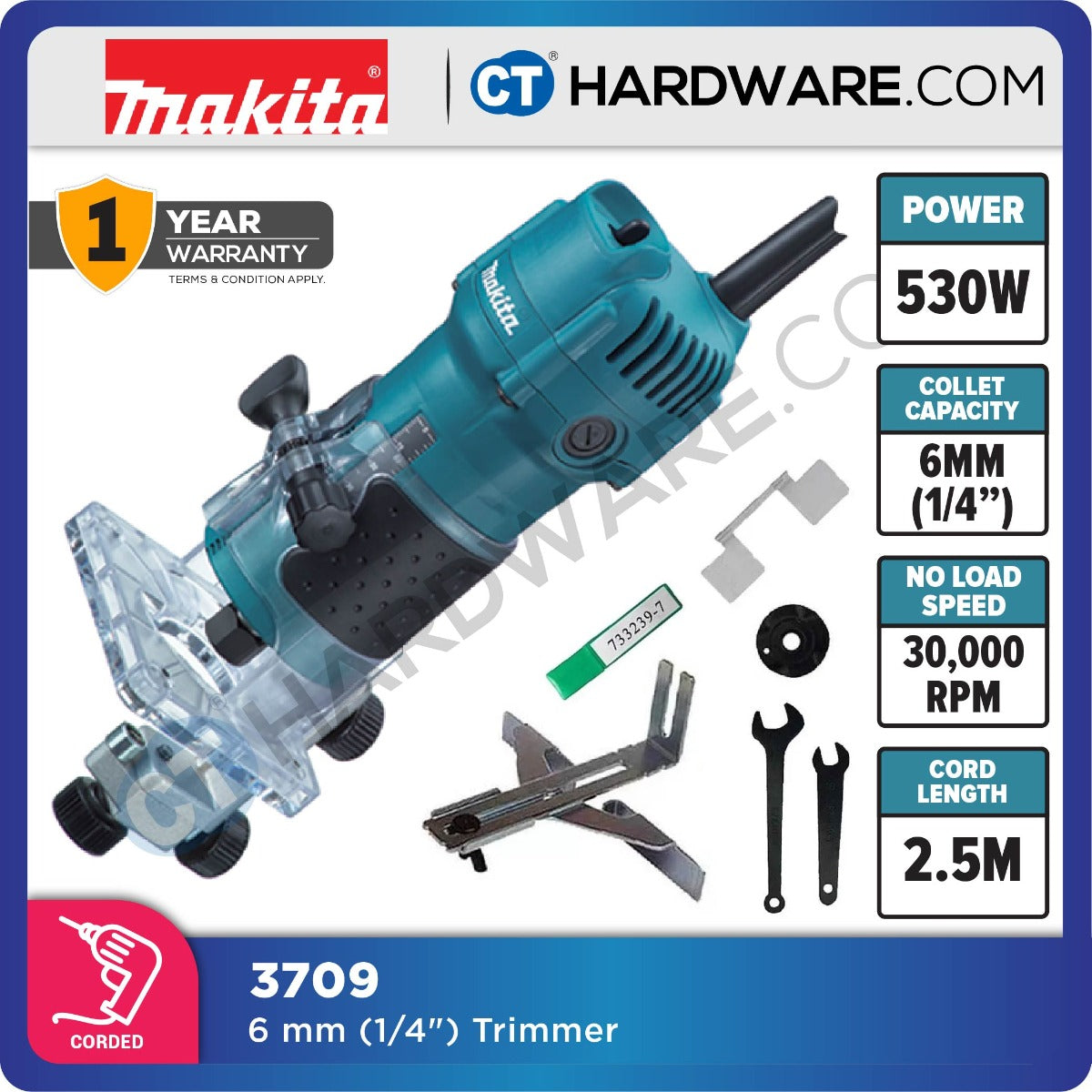 Makita 3709 Trimmer 1/4" 530W