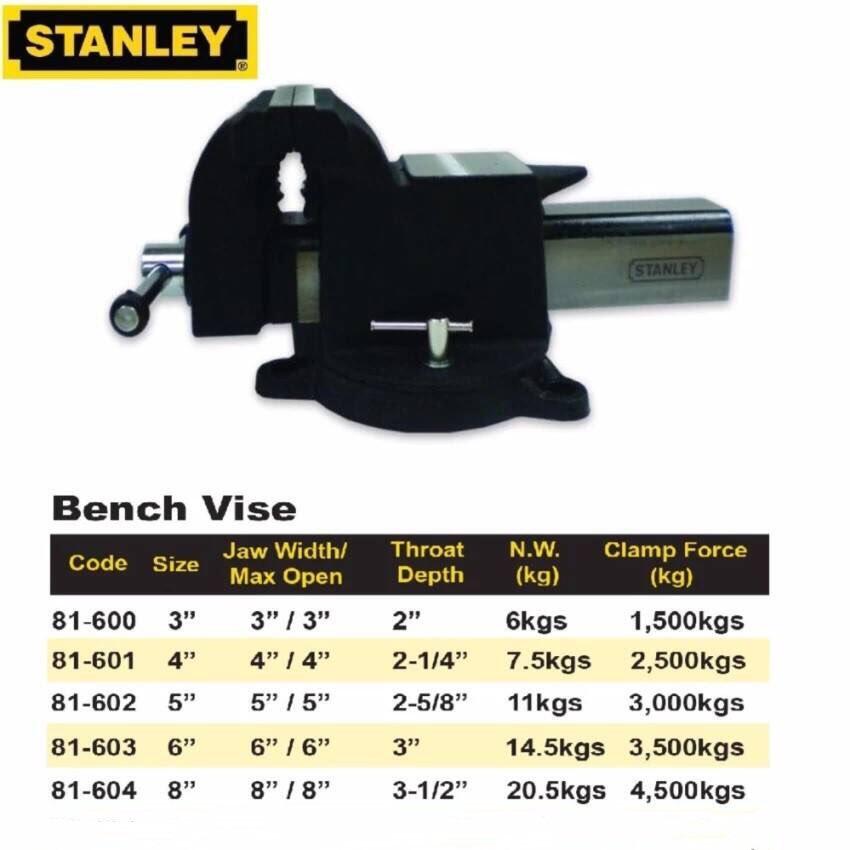 STANLEY 81600 / 81602 CAST STEEL BENCH VICE WITH BASE 3' / 5" DEPTH