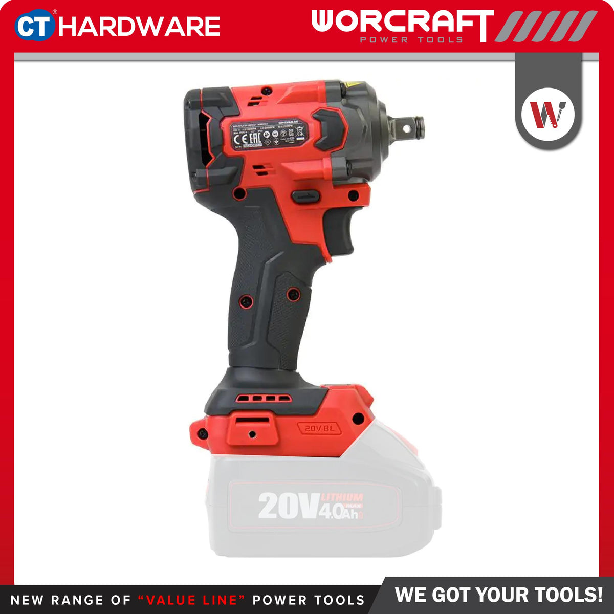 Worcraft CIW-S20LiB-450 20V Cordless Brushless Impact Wrench 1/2" 450Nm