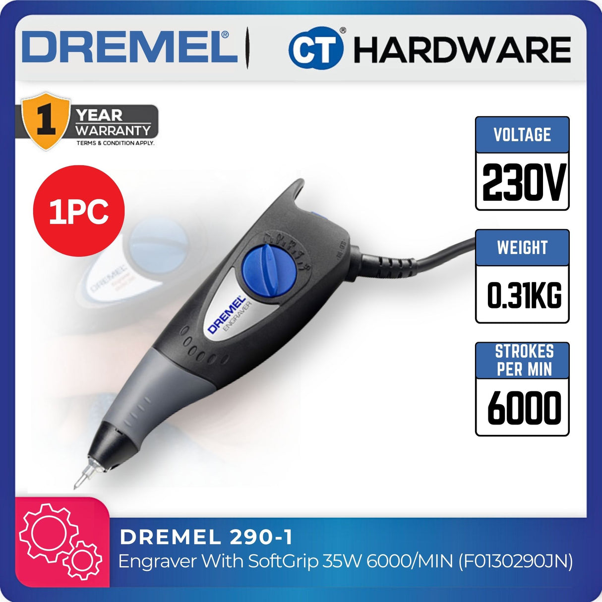Dremel 290-1 Engraver 35W 6000/min – Soft Grip