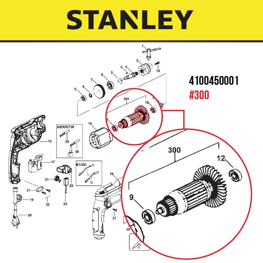 Stanley 4100450001 Armature #300 For STDR5510