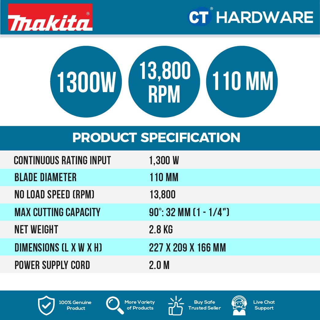 MAKITA 4100NH3Z DIAMOND CUTTER 4-3/8" 110MM 1300W 13,800RPM