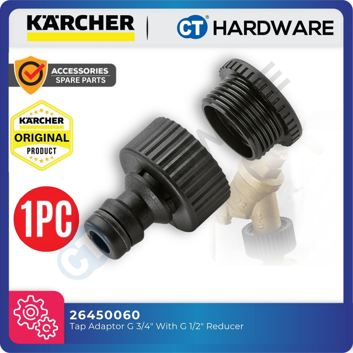 Karcher 26450060 Tap Adaptor G3/4 W/ G1/2 Reducer
