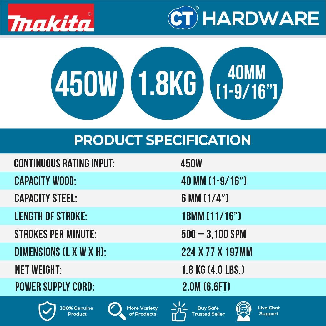 Makita 4327M Jigsaw 450W With Speed Control (M-Type Shank)