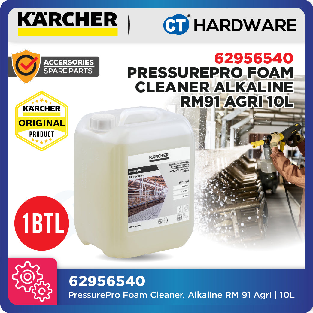Karcher 62956540 PressurePro Foam Cleaner, Alkaline RM 91 Agri 10L