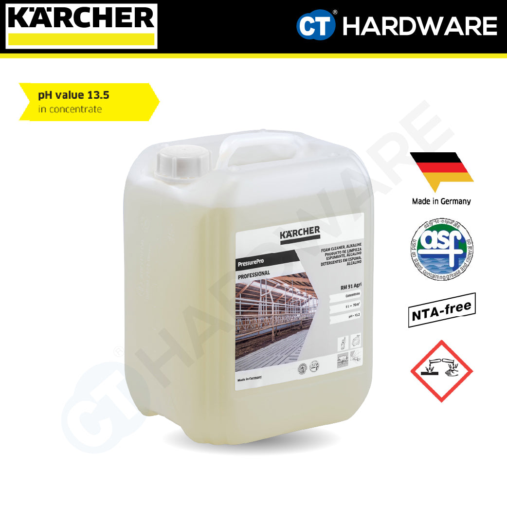 Karcher 62956540 PressurePro Foam Cleaner, Alkaline RM 91 Agri 10L