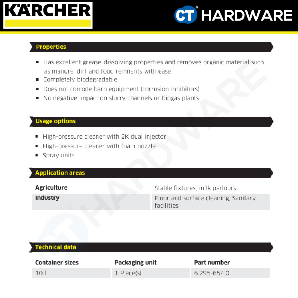 Karcher 62956540 PressurePro Foam Cleaner, alkaline RM 91 Agri, 10L