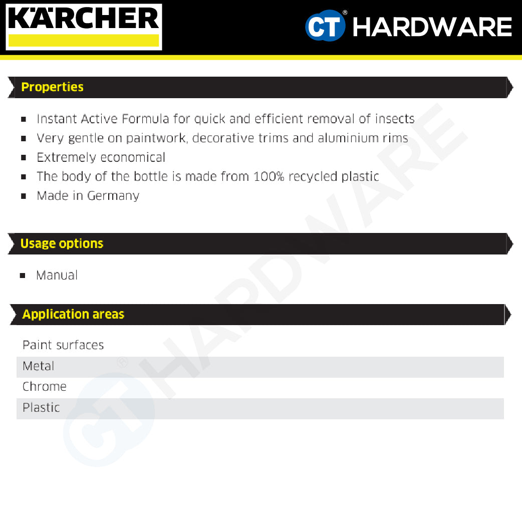 Karcher 62957610 3-In-1 Insect Remover Cleaning Agents RM 618, 0.5 Litre