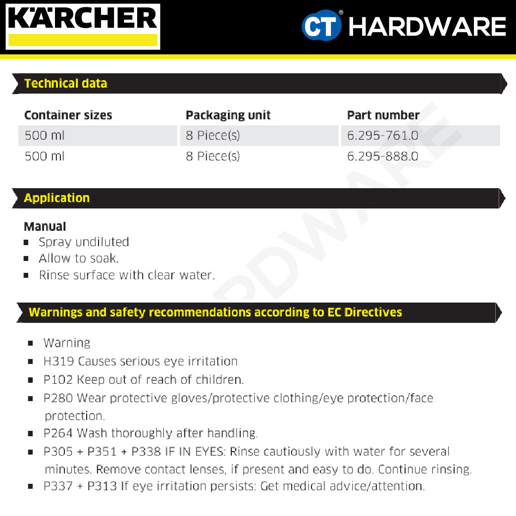 Karcher 62957610 3-In-1 Insect Remover Cleaning Agents RM 618, 0.5 Litre
