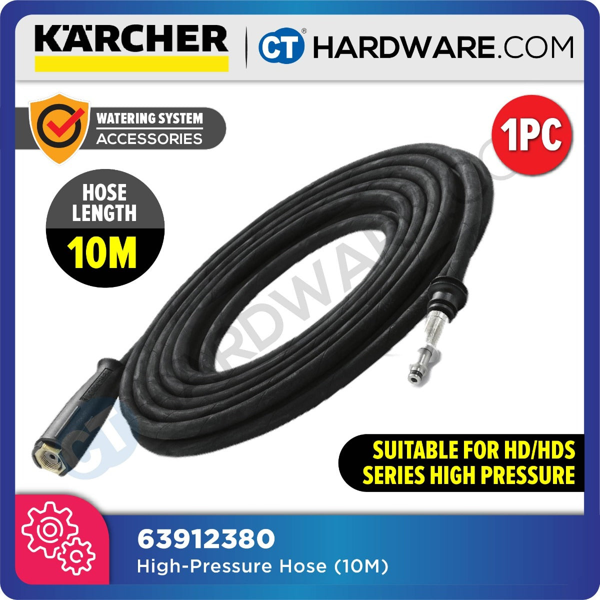 Karcher 63912380 Pressure Hose (10m) ID 6 AVS Trigger Gun Connector