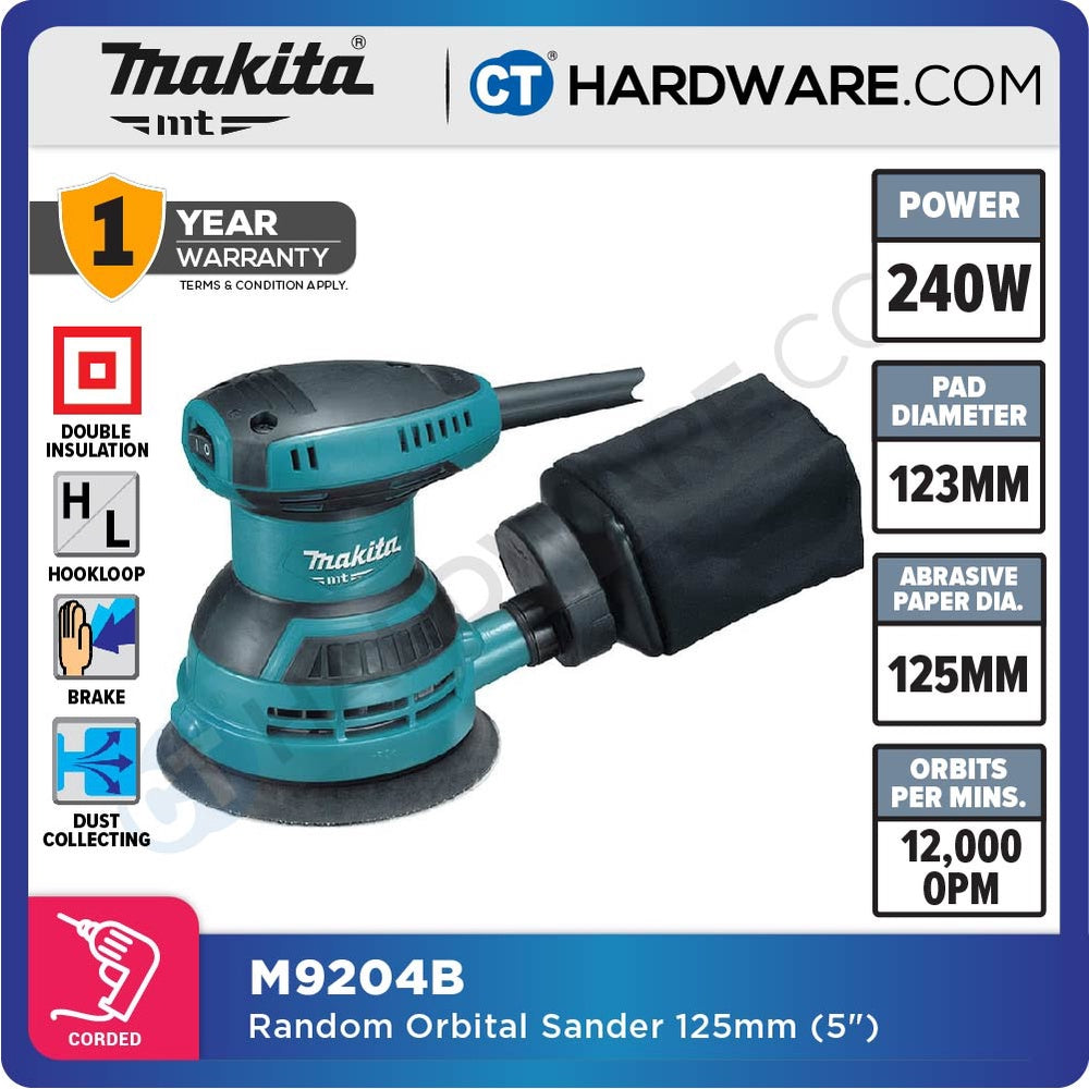 Makita MT M9204B Random Orbit Sander 240W 5" (125mm)