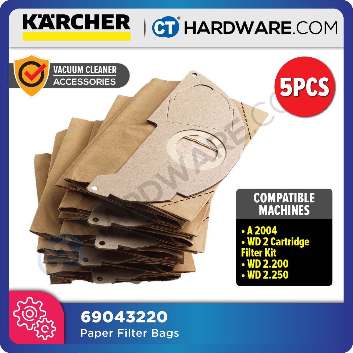 Karcher 69043220 Paper Filter Bag MV2/WD2