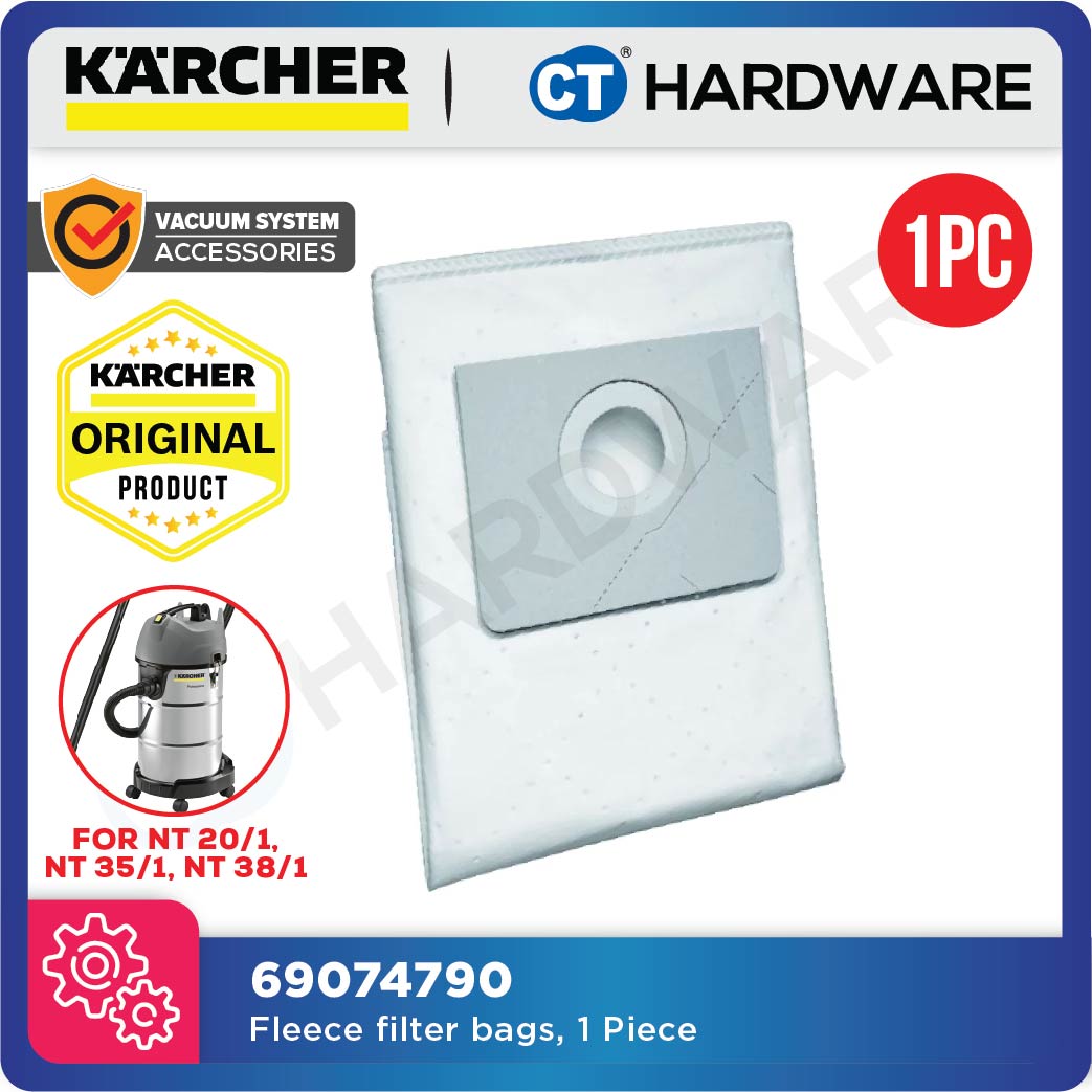 KARCHER 69074790 PAPER FILTER BAGS FOR NT351TACT / NT351/ NT381ME WET AND DRY VACUUM CLEANER