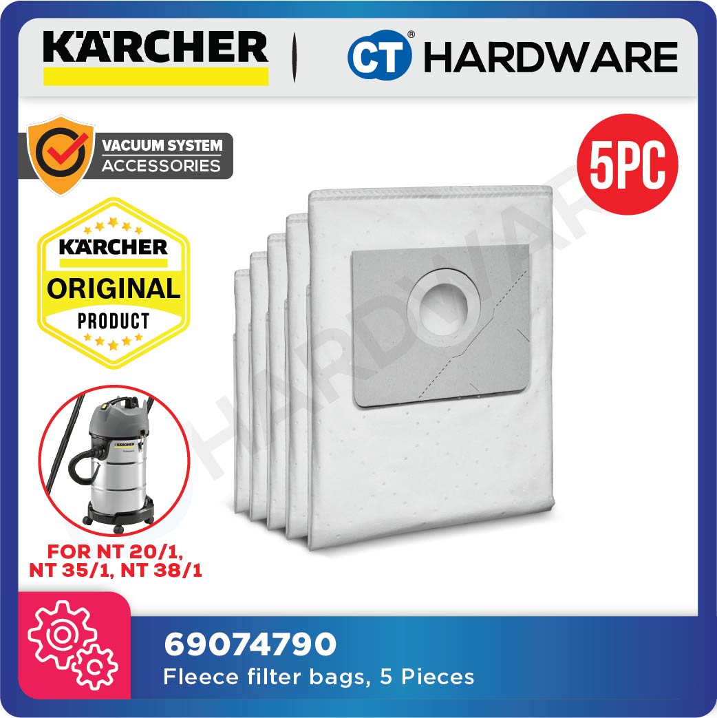 KARCHER 69074790 PAPER FILTER BAGS FOR NT351TACT / NT351/ NT381ME WET AND DRY VACUUM CLEANER