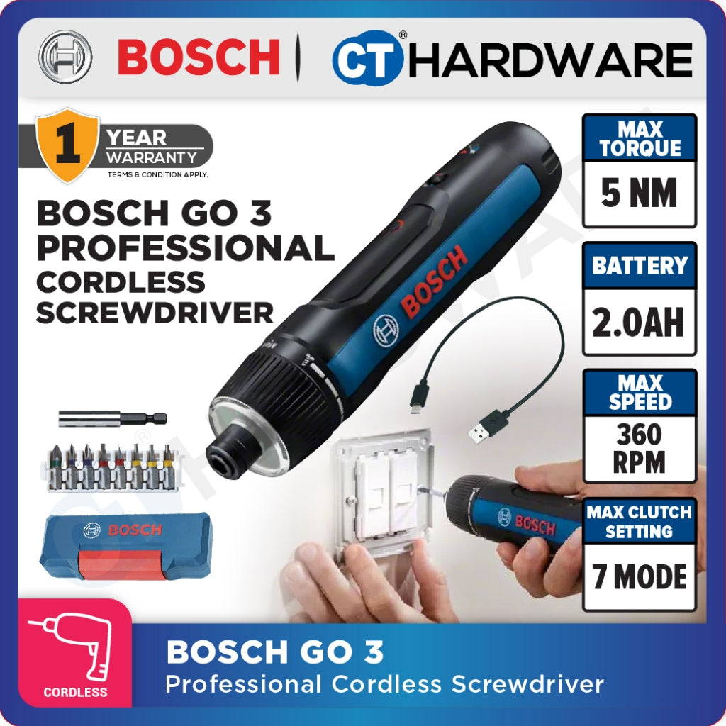 Bosch PRO GO 3 Cordless Smart Screwdriver Kit 3.6V