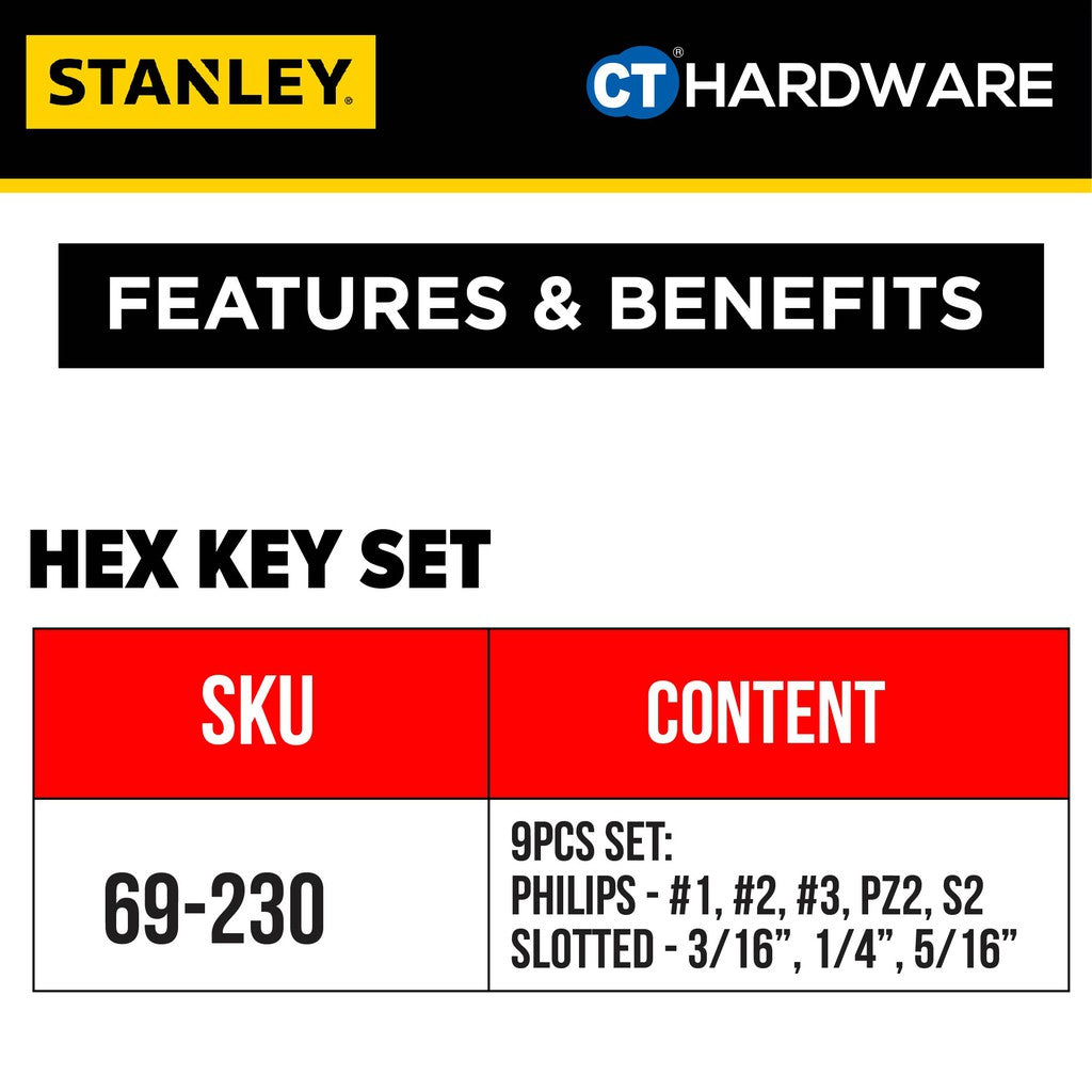 STANLEY 69-230 HEX KEY SET-RING 10PC IMP